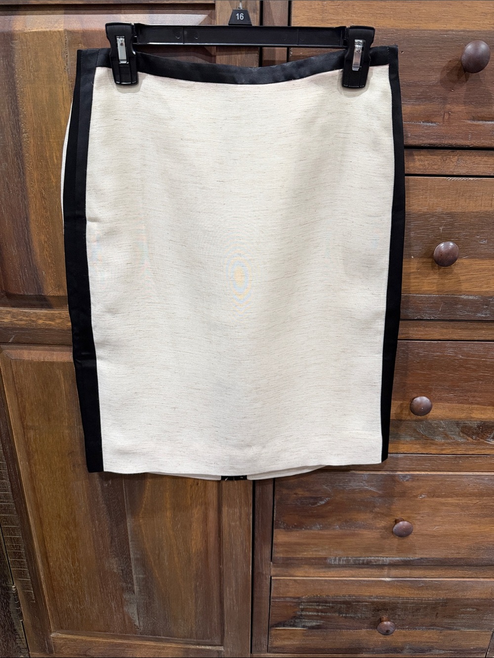 J Crew Cream and Black Contrast Pencil Skirt
